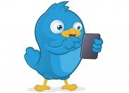 Twittervogel met mobiel